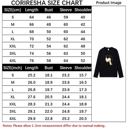 CORIRESHA Teen Cute Cat Crew Neck Long Sleeve Casual Soft Cotton T-Shirt