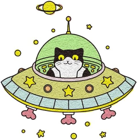CORIRESHA Space Lover Sweatshirt Crew Neck Long Sleeve Cute Cat Spaceship Pullover