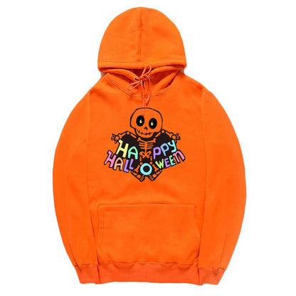 CORIRESHA Sudadera con capucha de esqueleto de Halloween para mujer, manga larga, con cordón y letras de bolsillo