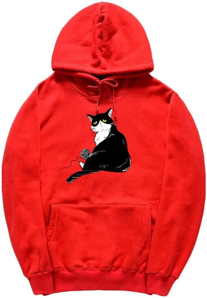 CORIRESHA Halloween Lindo Gato Sudadera con Capucha Manga Larga Cordón Bolsillo Canguro Sudadera Unisex