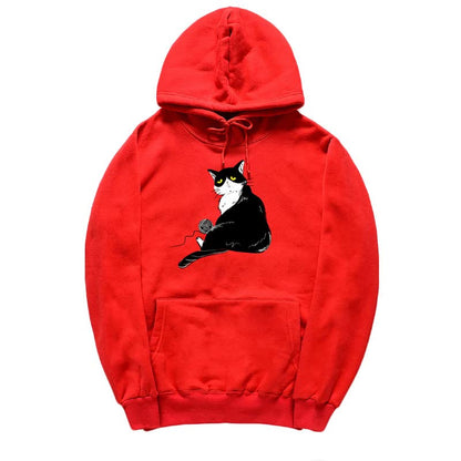 CORIRESHA Halloween Lindo Gato Sudadera con Capucha Manga Larga Cordón Bolsillo Canguro Sudadera Unisex