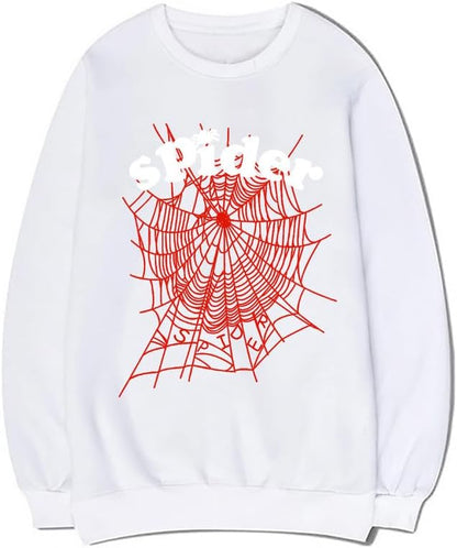 CORIRESHA Sudadera de tela de araña con cuello redondo y manga larga para mujer