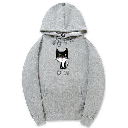 CORIRESHA Teen Funny Bat Cat Hoodie Long Sleeve Drawstring Kangaroo Pocket Cotton Sweatshirt