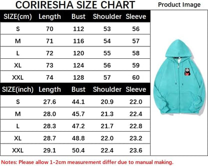 CORIRESHA Unisex Funny Cat Heart Zip Hoodie Long Sleeve Casual Sweatshirt