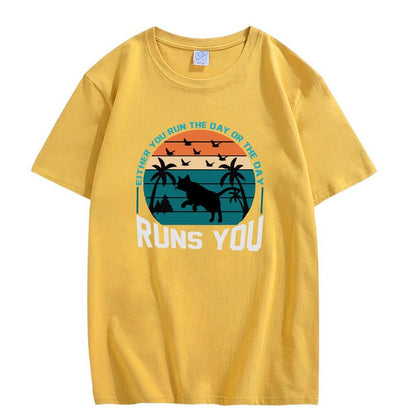 CORIRESHA Camiseta de manga corta unisex con diseño de gaviota y gato hawaiano de verano