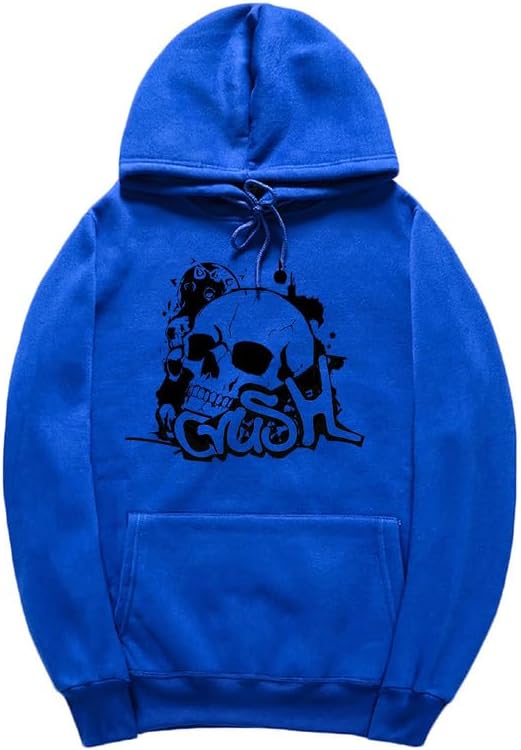 CORIRESHA Unisex Skull Hoodie Long Sleeve Drawstring Kangaroo Pocket Y2K Halloween Sweatshirt