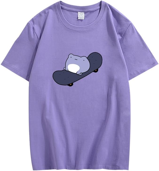 CORIRESHA Camiseta básica de verano con cuello redondo y manga corta para mujer