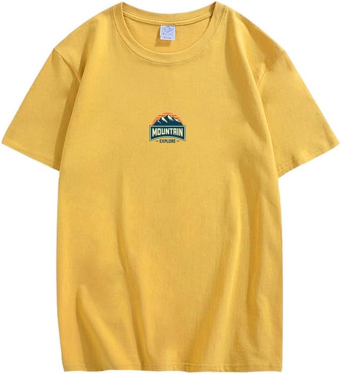 CORIRESHA Camiseta unisex de algodón holgada de manga corta con cuello redondo y gráfico de montaña retro