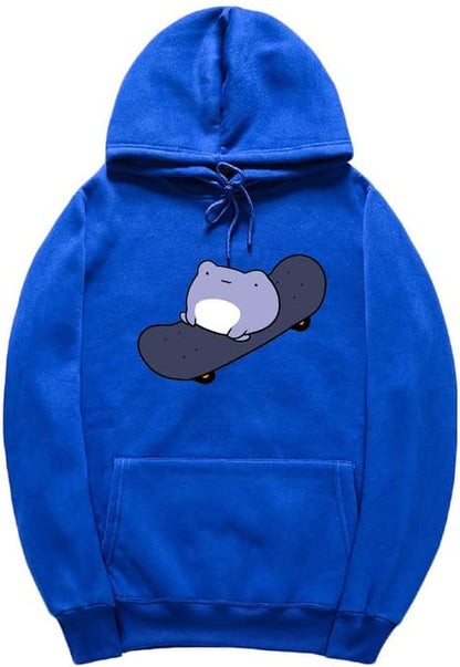 CORIRESHA Sudadera con capucha de rana linda para niñas adolescentes, manga larga, con cordón, para monopatín, Kawaii