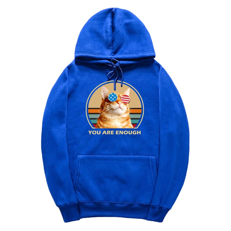 CORIRESHA You are Enough Adolescente Linda Sudadera con capucha Casual Manga Larga Cordón Algodón Gato Amantes Sudaderas