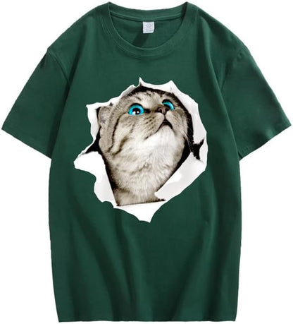 CORIRESHA Cat Lover T-Shirt Crew Neck Short Sleeve Loose Soft Cotton Teen Cute Top