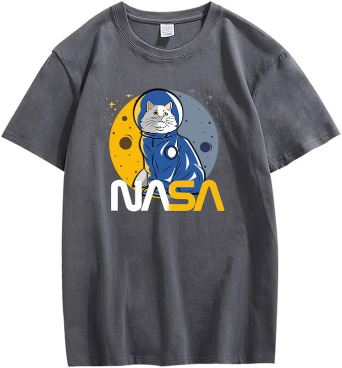 CORIRESHA Camiseta básica informal de manga corta con cuello redondo de la NASA para adolescentes