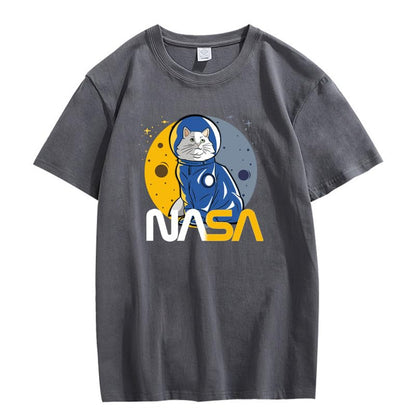 CORIRESHA Camiseta básica informal de manga corta con cuello redondo de la NASA para adolescentes