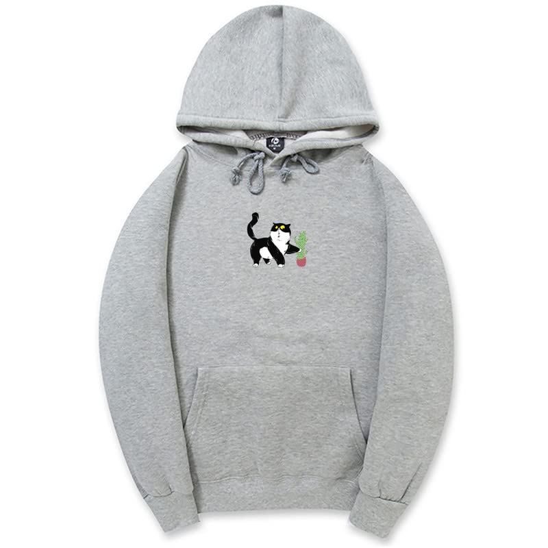 CORIRESHA Cat Lover's Cactus Hoodie Casual Long Sleeve Drawstring Soft Teen Cute Sweatshirt