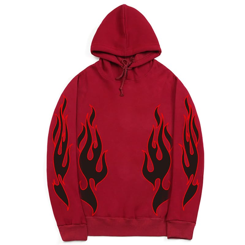 CORIRESHA Sudadera unisex con capucha de llama de moda de manga larga con cordón casual Y2K estética