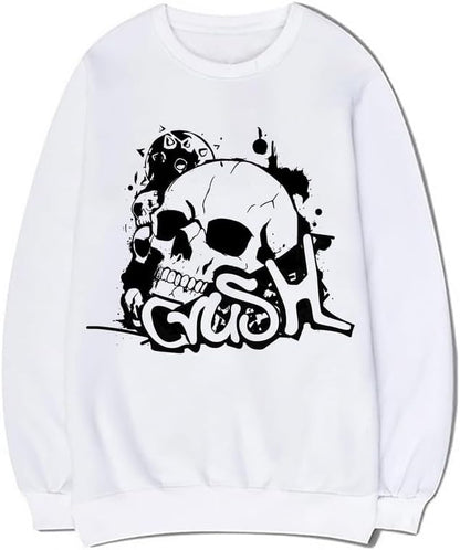 CORIRESHA Sudadera unisex con diseño de calavera, cuello redondo, manga larga, Y2K, estética gótica