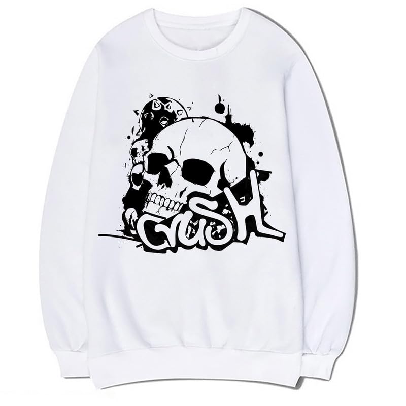 CORIRESHA Unisex Skull Sweatshirt Crewneck Long Sleeve Y2K Aesthetic Gothic Pullover