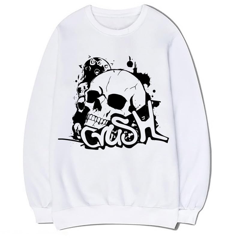CORIRESHA Sudadera unisex con diseño de calavera, cuello redondo, manga larga, Y2K, estética gótica