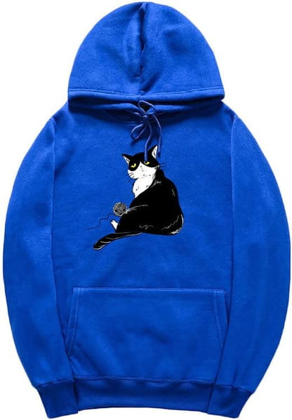 CORIRESHA Halloween Lindo Gato Sudadera con Capucha Manga Larga Cordón Bolsillo Canguro Sudadera Unisex