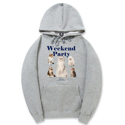 CORIRESHA Unisex Cat Lover Cute Hoodie Casual Long Sleeve Drawstring Basic Letter Sweatshirt