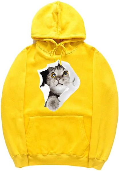 CORIRESHA Sudadera con capucha para amantes de los gatos, informal, de manga larga, con cordón, para adolescente, con bolsillo canguro