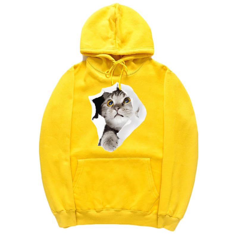 CORIRESHA Sudadera con capucha para amantes de los gatos, informal, de manga larga, con cordón, para adolescente, con bolsillo canguro