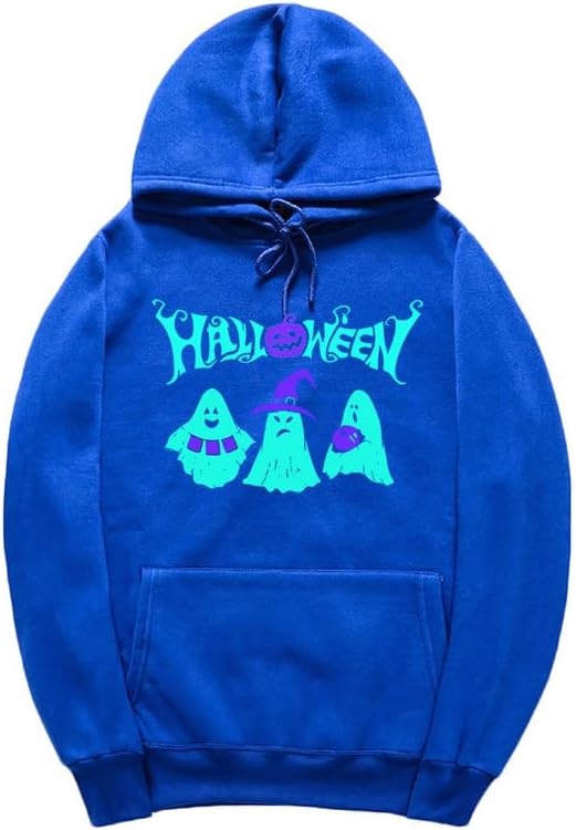 CORIRESHA Sudadera con capucha de fantasma de Halloween, sudadera gótica Harajuku de manga larga con bolsillo con cordón, unisex