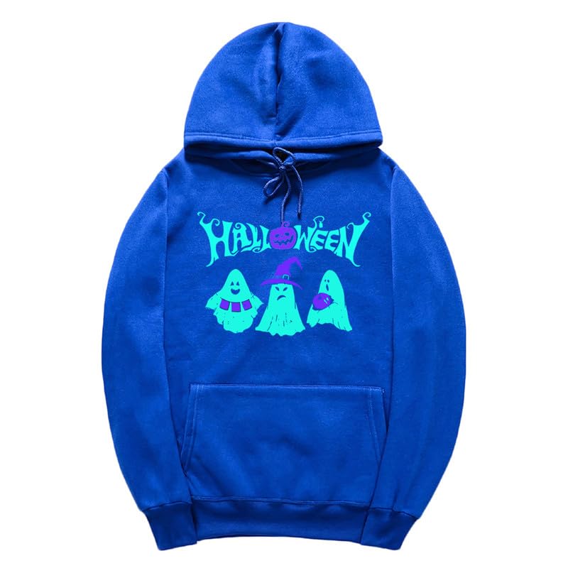 CORIRESHA Sudadera con capucha de fantasma de Halloween, sudadera gótica Harajuku de manga larga con bolsillo con cordón, unisex