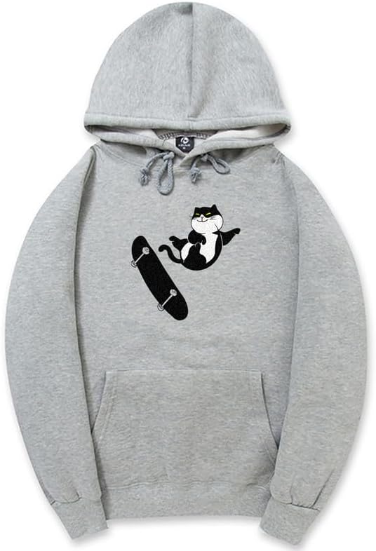 CORIRESHA Teen Cat Lovers Hoodie Long Sleeve Drawstring Cute Skateboard Sweatshirt