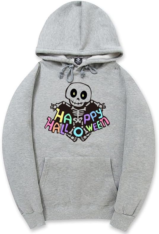 CORIRESHA Sudadera con capucha de esqueleto de Halloween para mujer, manga larga, con cordón y letras de bolsillo
