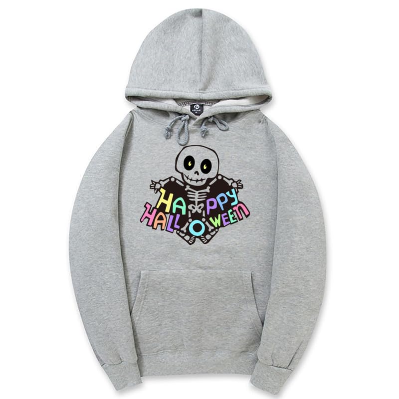CORIRESHA Sudadera con capucha de esqueleto de Halloween para mujer, manga larga, con cordón y letras de bolsillo