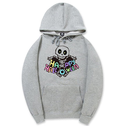 CORIRESHA Sudadera con capucha de esqueleto de Halloween para mujer, manga larga, con cordón y letras de bolsillo
