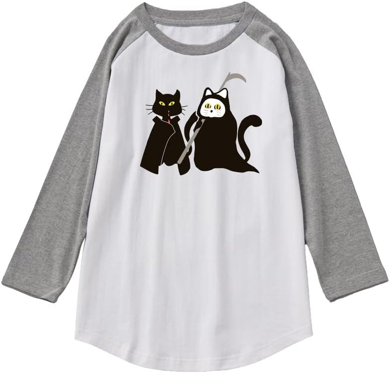 CORIRESHA Camiseta de manga raglán con diseño de gato fantasma y ropa de Halloween para adolescentes