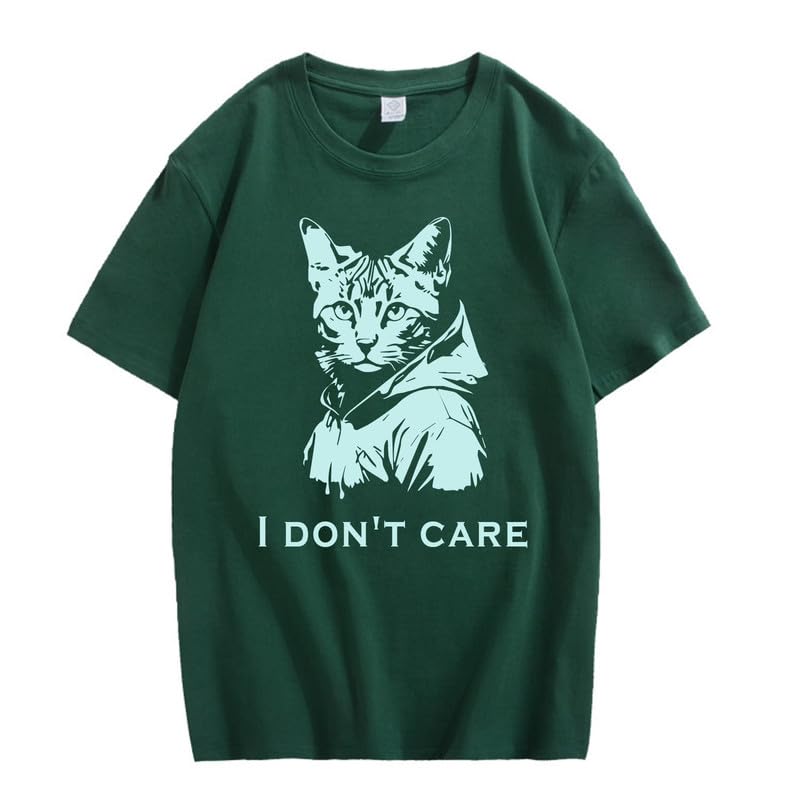 CORIRESHA Camiseta unisex de algodón con estampado de gato, cuello redondo, manga corta, informal, con letras