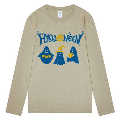 CORIRESHA Teen Ghost Camiseta Cuello Redondo Manga Larga Algodón Harajuku Halloween Tops