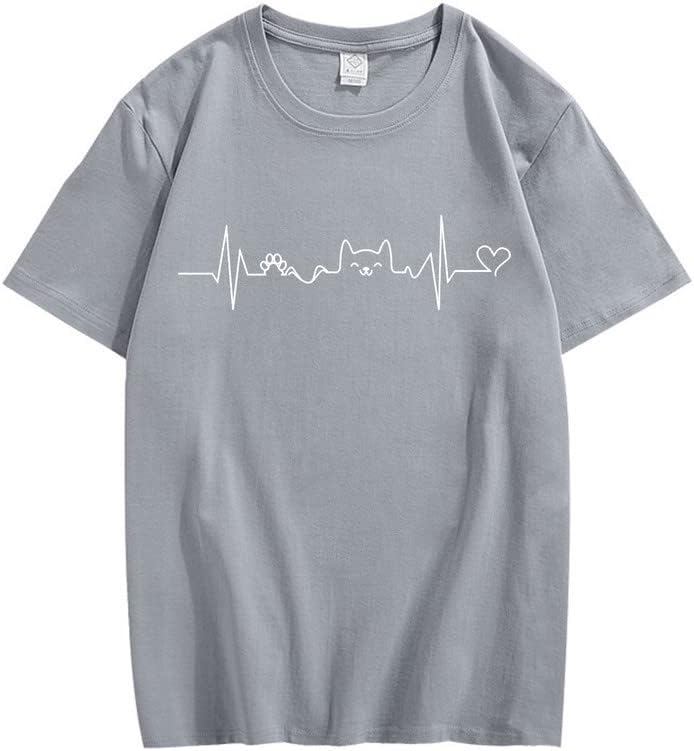 CORIRESHA Camisetas divertidas para amantes de los gatos con latido del corazón para adolescentes