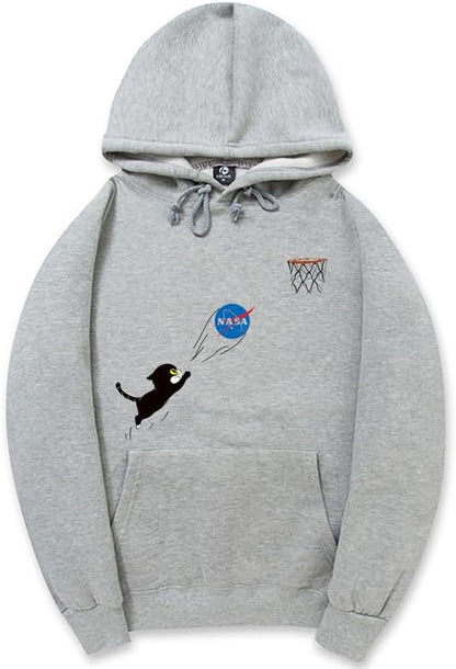 CORIRESHA Adolescente Lindo Gato Sudadera con capucha Manga Larga Cordón Algodón Casual NASA Sudadera