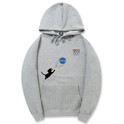 CORIRESHA Adolescente Lindo Gato Sudadera con capucha Manga Larga Cordón Algodón Casual NASA Sudadera