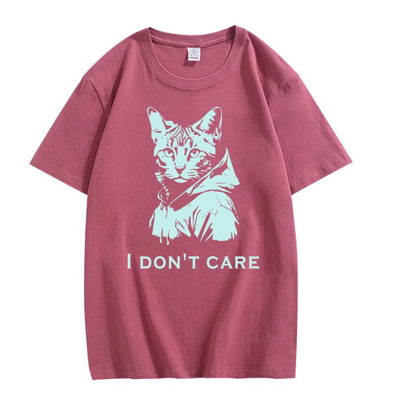 CORIRESHA Camiseta unisex de algodón con estampado de gato, cuello redondo, manga corta, informal, con letras