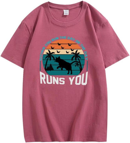 CORIRESHA Camiseta de manga corta unisex con diseño de gaviota y gato hawaiano de verano
