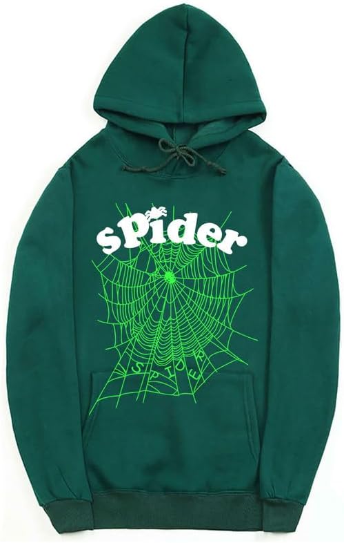 CORIRESHA Fashion Spider Web Sudadera con capucha de manga larga con cordón unisex de algodón con bolsillos