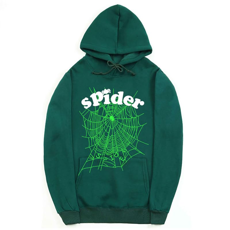 CORIRESHA Fashion Spider Web Sudadera con capucha de manga larga con cordón unisex de algodón con bolsillos
