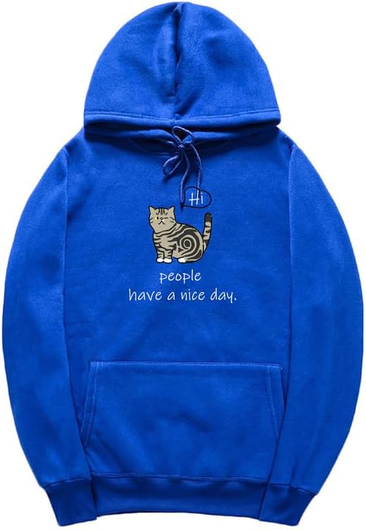 CORIRESHA Sudadera con capucha de gato lindo para adolescente, sudadera informal de manga larga con cordón y letras de algodón