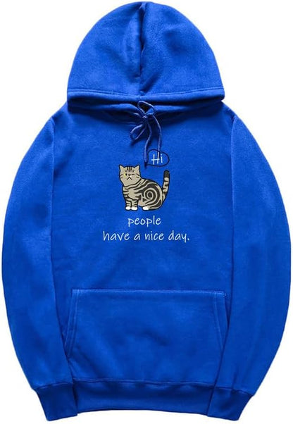 CORIRESHA Sudadera con capucha de gato lindo para adolescente, sudadera informal de manga larga con cordón y letras de algodón
