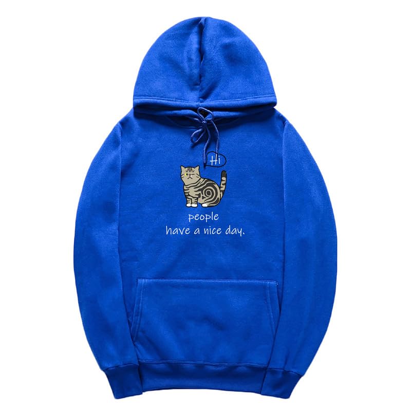 CORIRESHA Sudadera con capucha de gato lindo para adolescente, sudadera informal de manga larga con cordón y letras de algodón