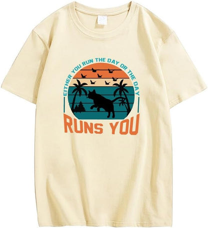 CORIRESHA Camiseta de manga corta unisex con diseño de gaviota y gato hawaiano de verano