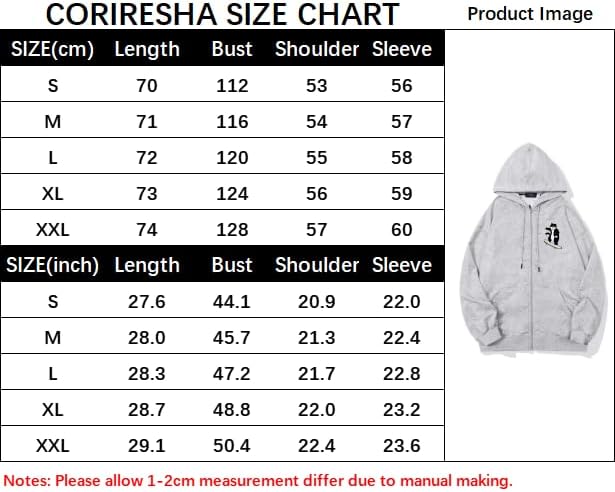 CORIRESHA Unisex Cat Lover Zipper Hoodie Casual Long Sleeve Cute Skateboard Sweatshirt