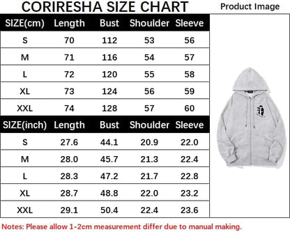 CORIRESHA Unisex Cat Lover Zipper Hoodie Casual Long Sleeve Cute Skateboard Sweatshirt