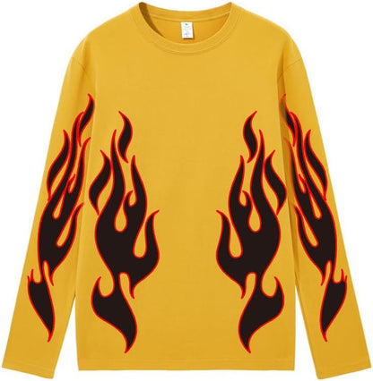 CORIRESHA Adolescente Moda Llama Patrón Cuello Redondo Manga Larga Y2K Otoño Camiseta Top