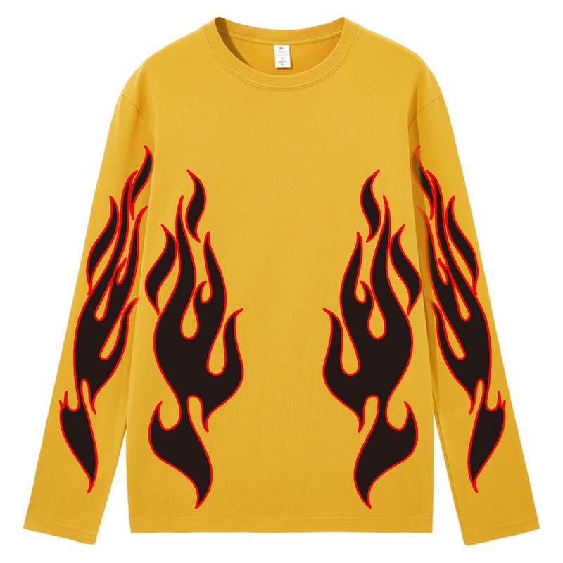 CORIRESHA Adolescente Moda Llama Patrón Cuello Redondo Manga Larga Y2K Otoño Camiseta Top